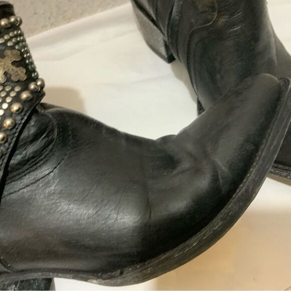 Old Gringo Mini Belinda Stud Cowboy Western Heeled Black Leather Bootie Boots - Picture 16 of 16